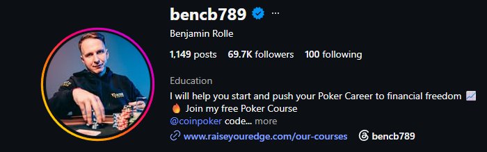 bencb789 — Benjamin Rolle, verified coach, 69.7k followers